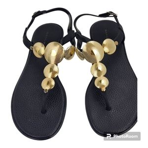 BANDOLINO Gold Medallion Sandals Shoes Size 7.5